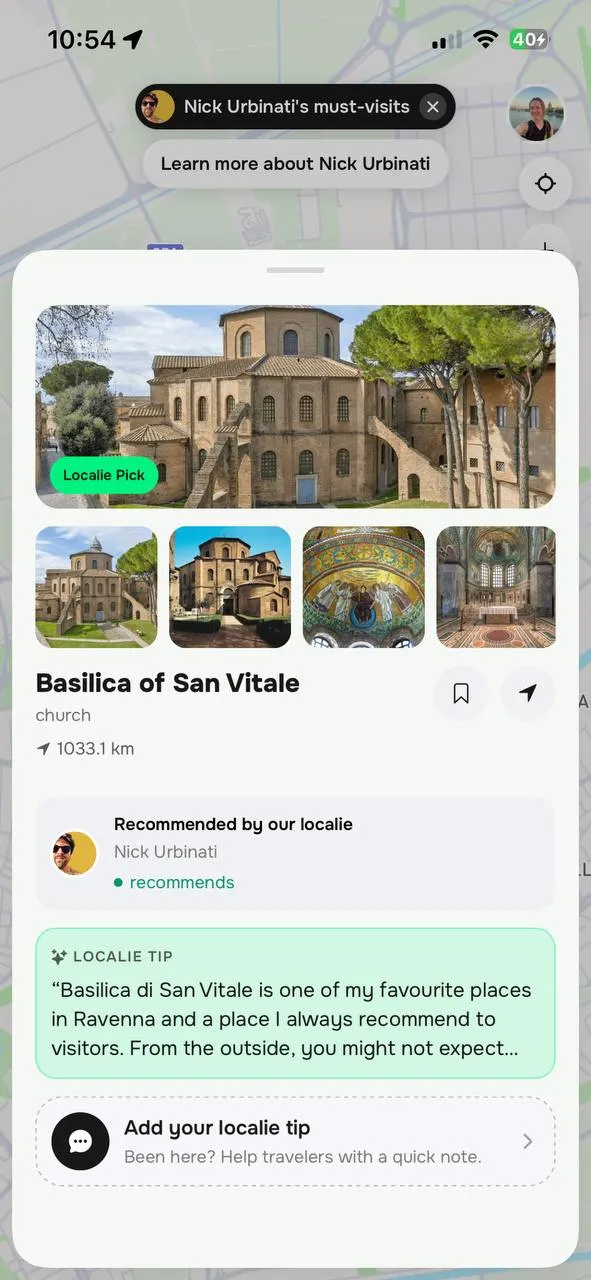 Localie app — place details and tips